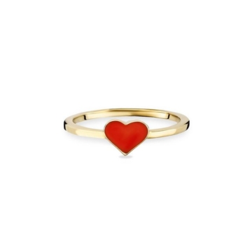CAÏ Fingerring 925/- Sterling Silber vergoldet Herz rot