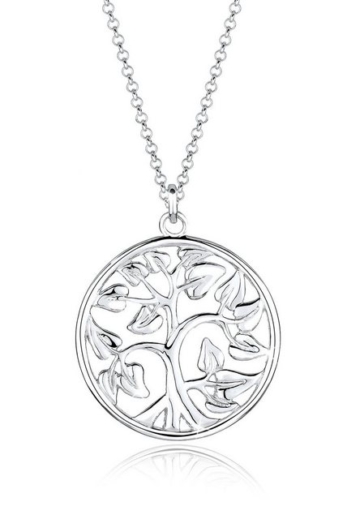 Elli Kette mit Anhänger Tree of Life Lebensbaum Floral 925 Silber